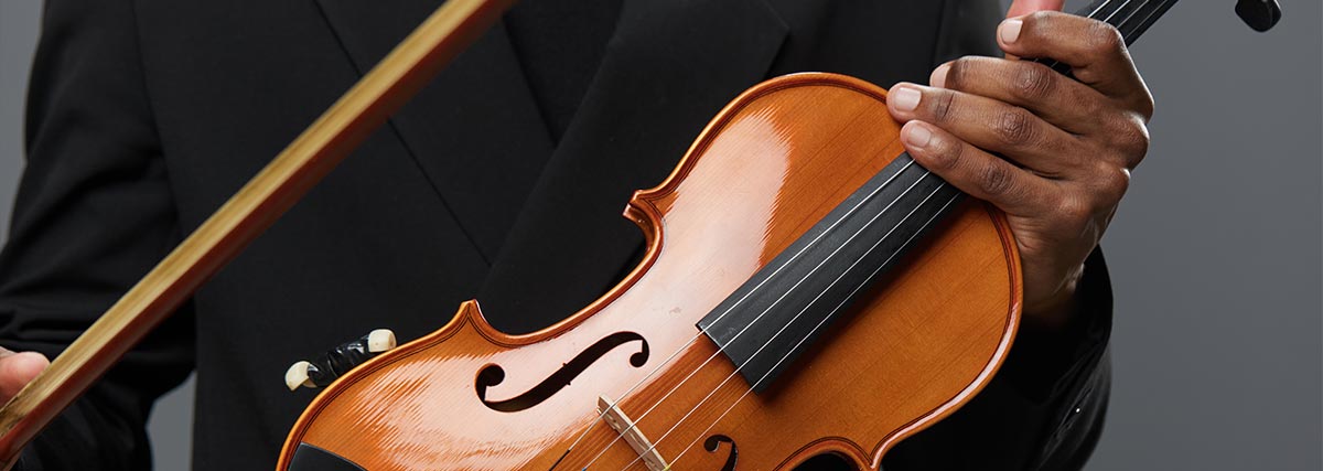 Hands holding violin and bow