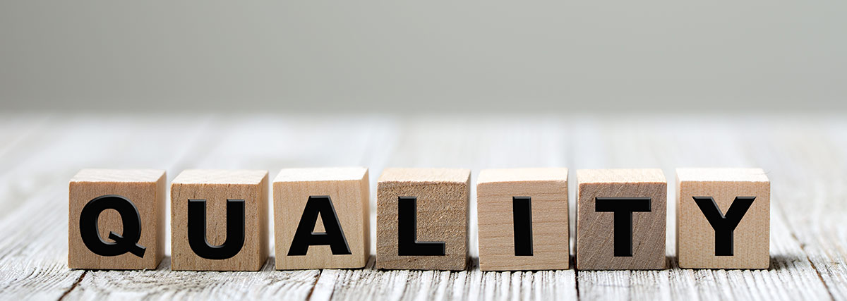 Wooden blocks spelling quality word